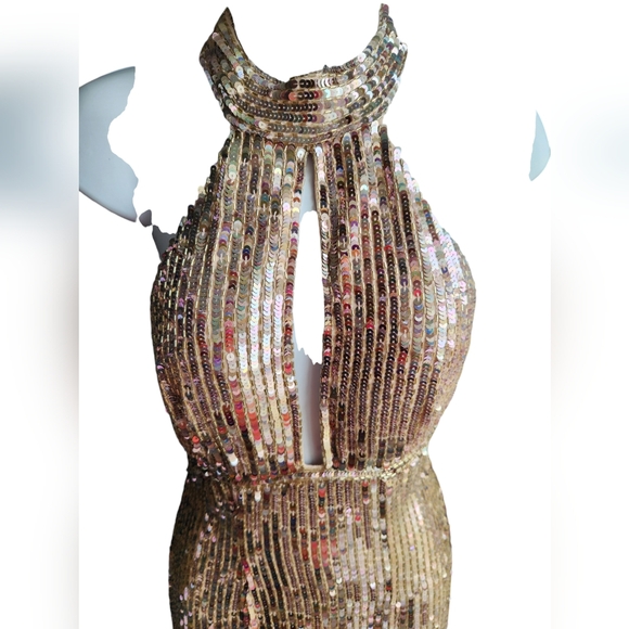 NWOT Sherri Hill Rose Gold/Light Pink Sequin Dress Prom Pageant Size 00 - Picture 2 of 9